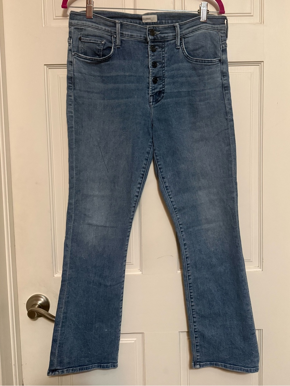 Mother Pixie Insider Ankle Button-Fly Jeans - Group Bathing Wash